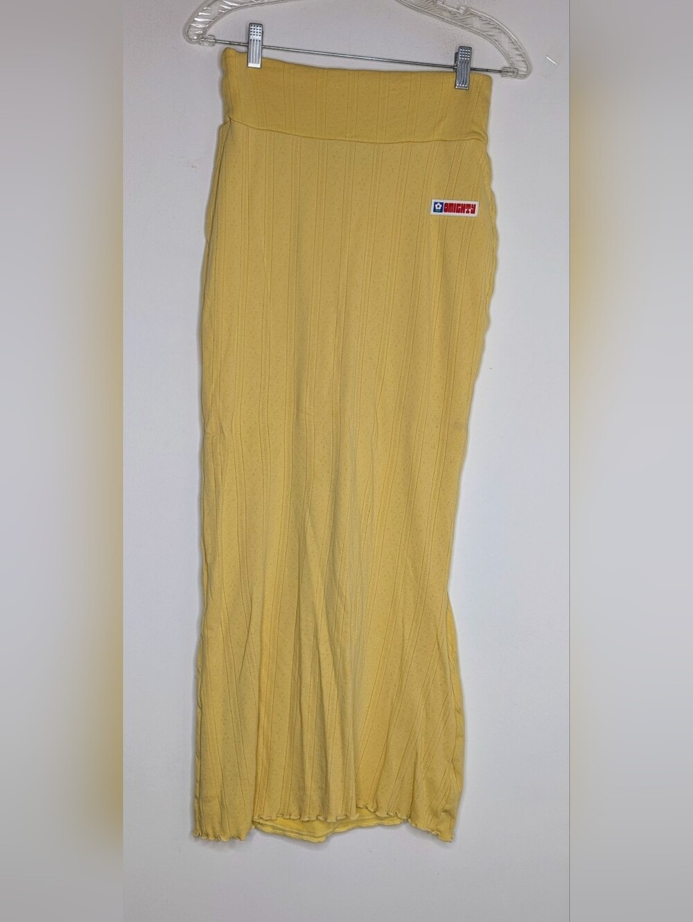 Omighty Y2K Pointelle Maxi Skirt in Yellow